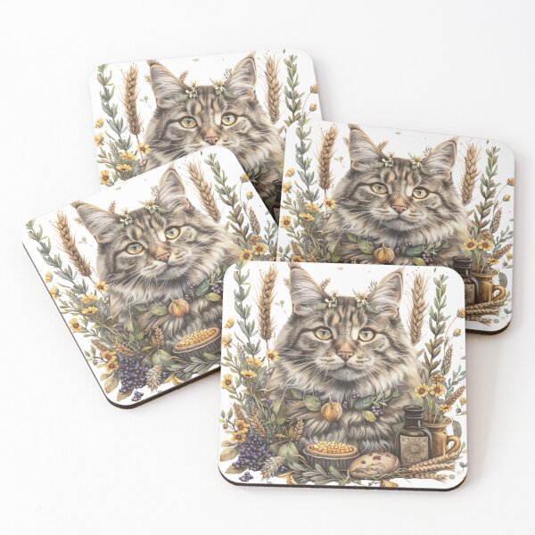 Item preview, Lammas Lughnasadh celebration cat familiar designed and sold by Petal Ink Press.