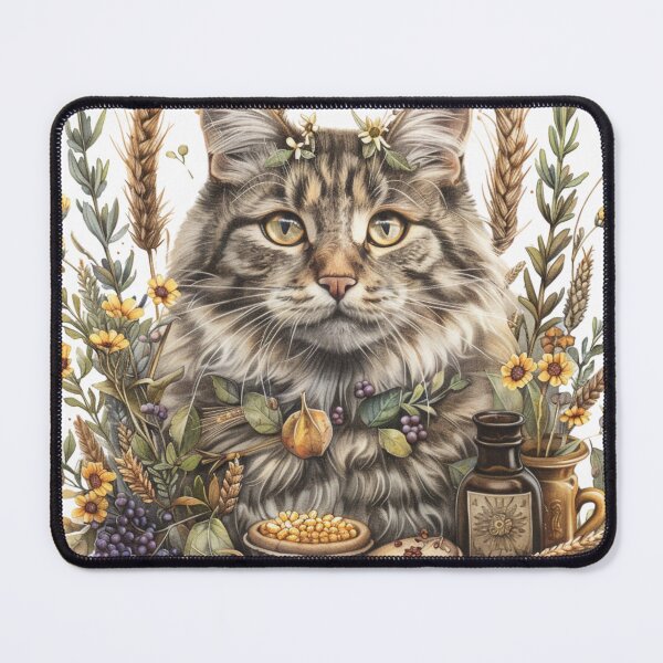 Item preview, Lammas Lughnasadh celebration cat familiar designed and sold by Petal Ink Press.