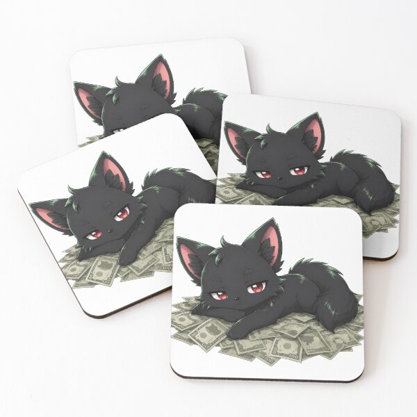 Item preview, Cute Black Fox on Money | Original Mascot designed and sold by artistanithe.