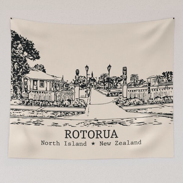 Item preview, Rotorua NZ - Vintage Ink Cityscape designed and sold by Lakeric.