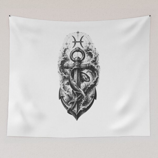 Item preview, Anchor and Pisces Zodiac designed and sold by RoyalDeluxGo.
