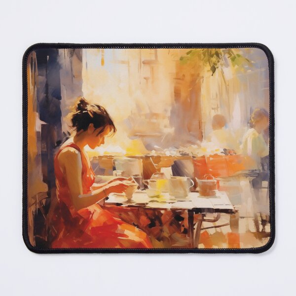 Item preview, Woman at a Sunny Café Terrace designed and sold by AniDragonfly.