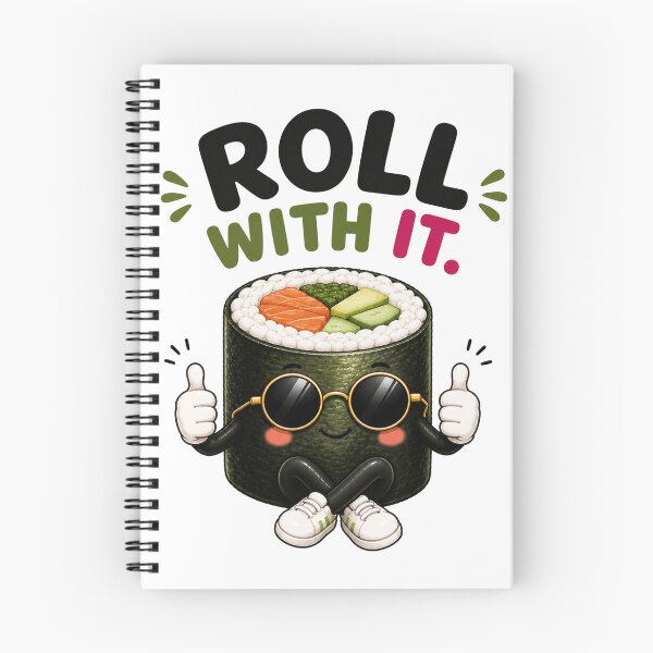 Item preview, Roll With It Funny Sushi Roll Cute Sushi Pun Cartoon designed and sold by RoPrincess.