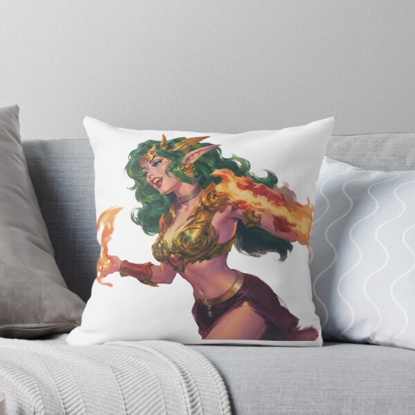 Item preview, Fire Queen Elf Pin Up Girl | Original Fantasy Flame Mage Vintage Retro Illustration designed and sold by Cosplayvintage.