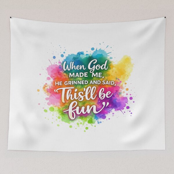 Item preview, when god made me he grinned and said this'll be fun,Funny Faith  designed and sold by CloudyPress.
