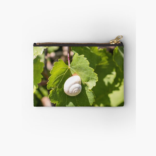 Item preview, White Snail On Green Leaf Close-Up Macro Photo Showing Spiral Shell And Garden Nature Details designed and sold by Nmallia.