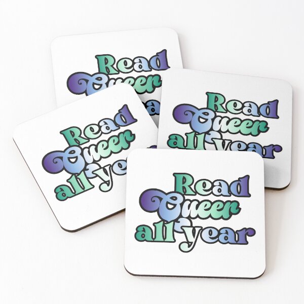 Item preview, Read Queer All Year - gay / achillean/ mlm pride flag script design designed and sold by art by hannah lang.