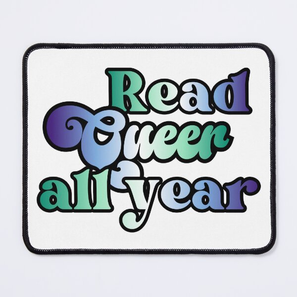 Item preview, Read Queer All Year - gay / achillean/ mlm pride flag script design designed and sold by art by hannah lang.