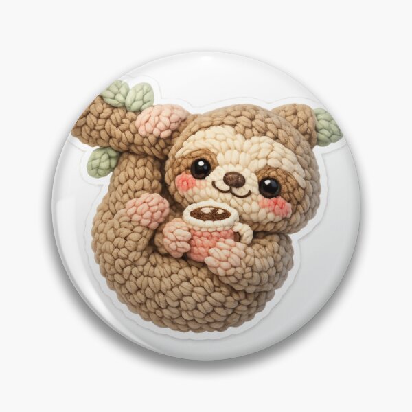 Item preview, Sleepy Sloth Coffee Crochet Sticker – Cute Amigurumi Kawaii Animal designed and sold by aswan2000.