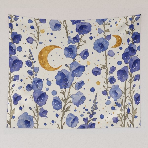 Item preview, Midnight Lunar Botanical Watercolor Study - Dark Cottagecore Aesthetic designed and sold by thepixelcloset.