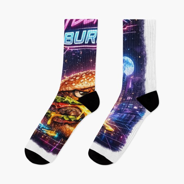 Item preview, Cyberpunk Burger Neon T-Shirt | Sci-Fi Food Graphic Apparel designed and sold by irfanshikh.