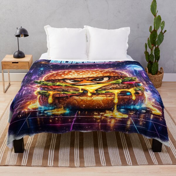 Item preview, Cyberpunk Burger Neon T-Shirt | Sci-Fi Food Graphic Apparel designed and sold by irfanshikh.