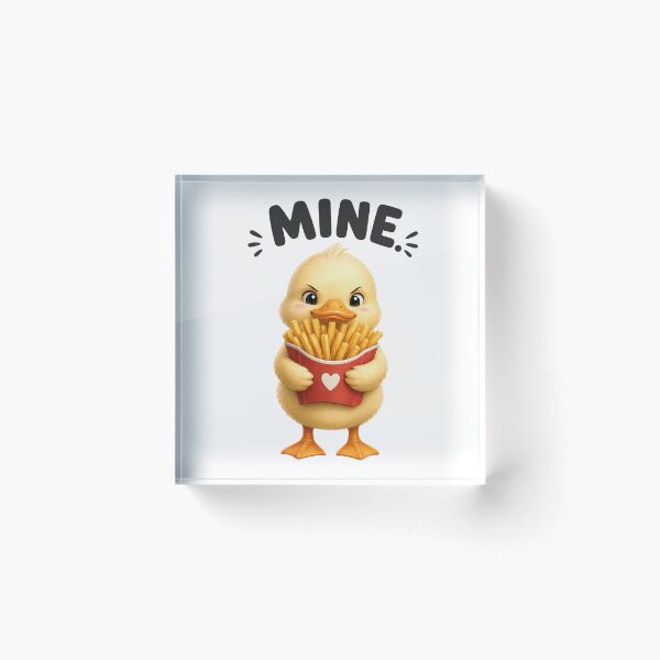 Item preview, Mine! Funny Duck Holding Fries Cute Food Humor Cartoon designed and sold by RoPrincess.