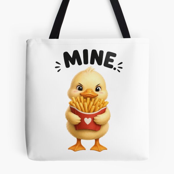 Item preview, Mine! Funny Duck Holding Fries Cute Food Humor Cartoon designed and sold by RoPrincess.