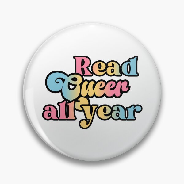Item preview, Read Queer All Year - pansexual pride flag script design designed and sold by art by hannah lang.