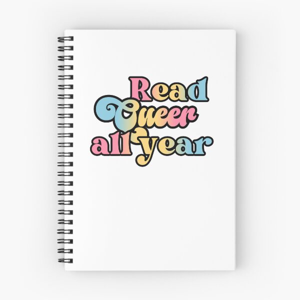Item preview, Read Queer All Year - pansexual pride flag script design designed and sold by art by hannah lang.