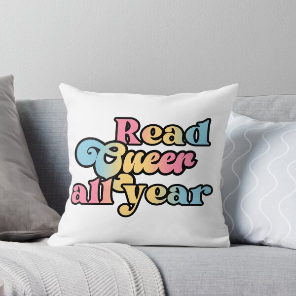 Item preview, Read Queer All Year - pansexual pride flag script design designed and sold by art by hannah lang.
