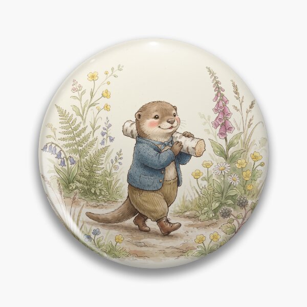 Item preview, Cute Watercolor Otter Boy Carrying Log Illustration designed and sold by Pasteltone.