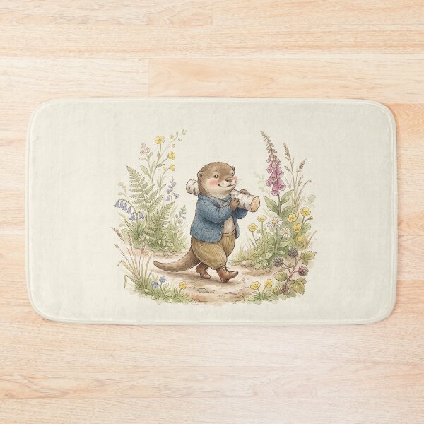 Item preview, Cute Watercolor Otter Boy Carrying Log Illustration designed and sold by Pasteltone.