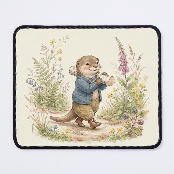 Item preview, Cute Watercolor Otter Boy Carrying Log Illustration designed and sold by Pasteltone.