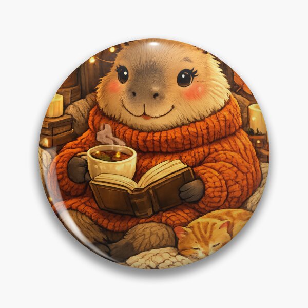 Item preview, Cozy Bookworm Capybara | Cute Reading Nook Autumn Illustration designed and sold by Cozy Art for Cozy Souls.