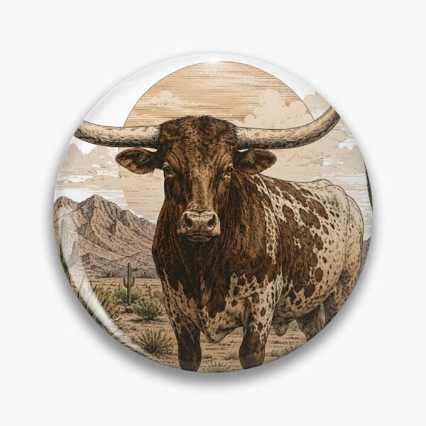 Item preview, Western Longhorn Retro Southwestern Desert Art designed and sold by VGAfanatic.