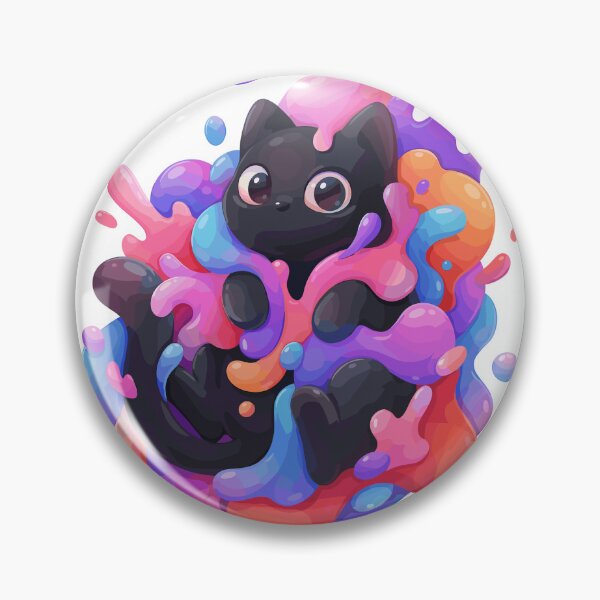 Item preview, Vibrant Paint Splash Black Cat - Cute Colorful Slime designed and sold by Kawaii-n-Spice.