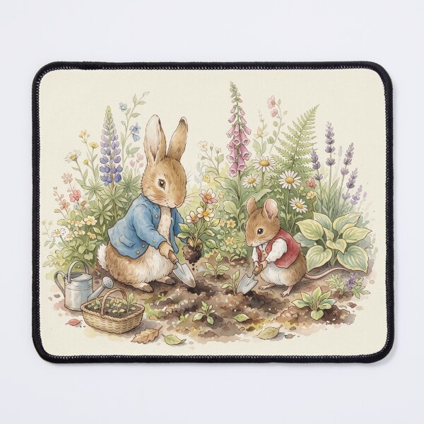 Item preview, Vintage Style Rabbit and Mouse Gardening Illustration designed and sold by Pasteltone.
