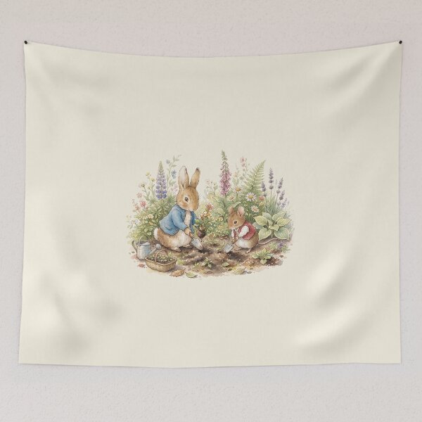Item preview, Vintage Style Rabbit and Mouse Gardening Illustration designed and sold by Pasteltone.