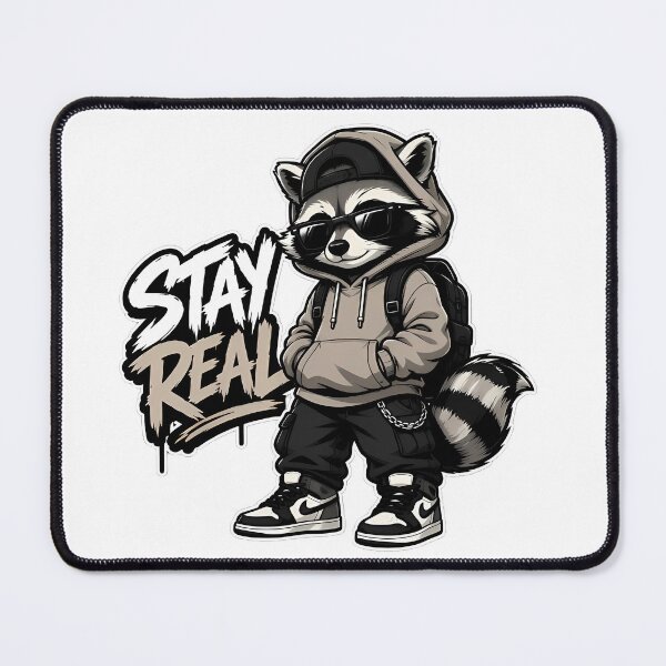 Item preview, Stay Real – Streetwear Raccoon Cartoon | Urban Hype Beast Graphic designed and sold by Aesthicer.
