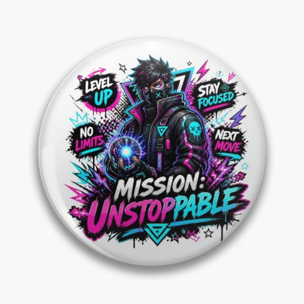 Item preview, Mission Unstoppable Gamer Design | Neon Gaming Street Style designed and sold by Stylestickers55.