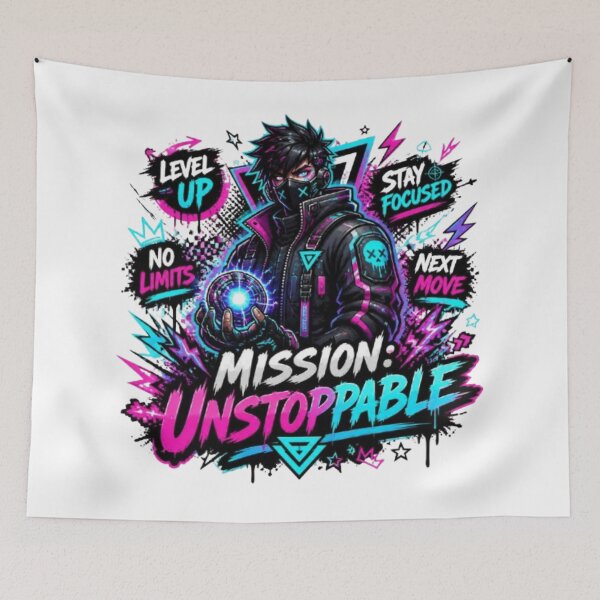 Item preview, Mission Unstoppable Gamer Design | Neon Gaming Street Style designed and sold by Stylestickers55.