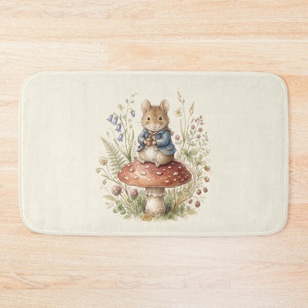 Item preview, Whimsical Mouse Boy Sitting on a Mushroom Illustration designed and sold by Pasteltone.