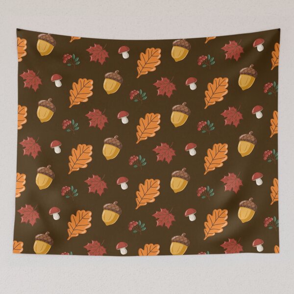 Item preview, Autumn Woodland Acorn and Mushroom Pattern designed and sold by EvLip-Artist.