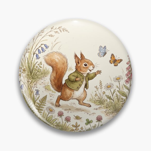 Item preview, Cute Woodland Squirrel Chasing Butterflies Watercolor Art designed and sold by Pasteltone.