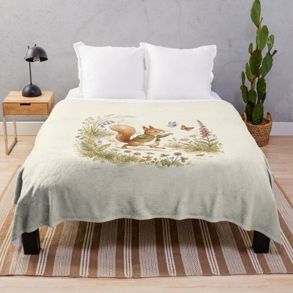 Item preview, Cute Woodland Squirrel Chasing Butterflies Watercolor Art designed and sold by Pasteltone.