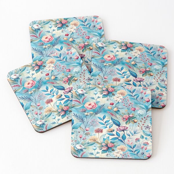 Item preview, Botanical Bliss Floral Pattern Design A Vibrant Flowers and Leaves Nature's Palette Blooms in Aqua Hues Repeating Seamless Pattern Design designed and sold by Matt_Smith.