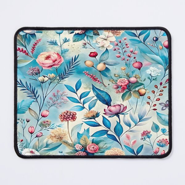 Item preview, Botanical Bliss Floral Pattern Design A Vibrant Flowers and Leaves Nature's Palette Blooms in Aqua Hues Repeating Seamless Pattern Design designed and sold by Matt_Smith.
