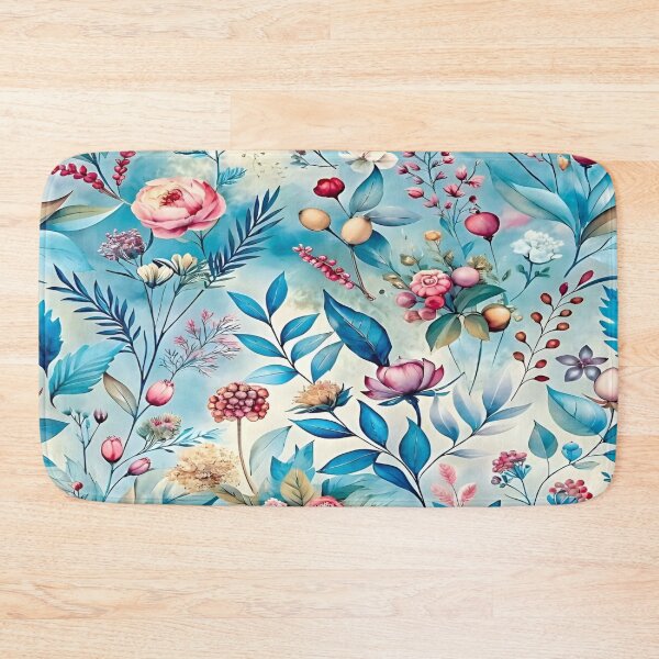 Item preview, Botanical Bliss Floral Pattern Design A Vibrant Flowers and Leaves Nature's Palette Blooms in Aqua Hues Repeating Seamless Pattern Design designed and sold by Matt_Smith.