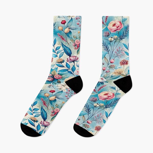 Item preview, Botanical Bliss Floral Pattern Design A Vibrant Flowers and Leaves Nature's Palette Blooms in Aqua Hues Repeating Seamless Pattern Design designed and sold by Matt_Smith.