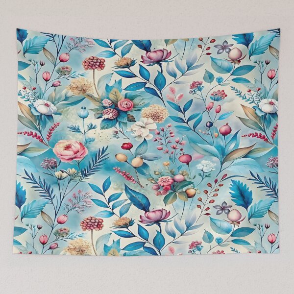 Item preview, Botanical Bliss Floral Pattern Design A Vibrant Flowers and Leaves Nature's Palette Blooms in Aqua Hues Repeating Seamless Pattern Design designed and sold by Matt_Smith.