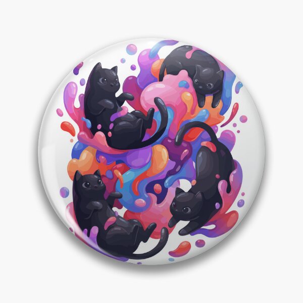 Item preview, Vibrant Paint Splash Black Cats - Cute Colorful Slime Art designed and sold by Kawaii-n-Spice.