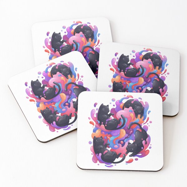 Item preview, Vibrant Paint Splash Black Cats - Cute Colorful Slime Art designed and sold by Kawaii-n-Spice.