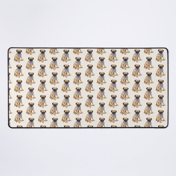 Item preview, Pug Dog with Big Blue Bow, Illustration of Cute/Ugly Puppy designed and sold by JoyfulWhimsy.