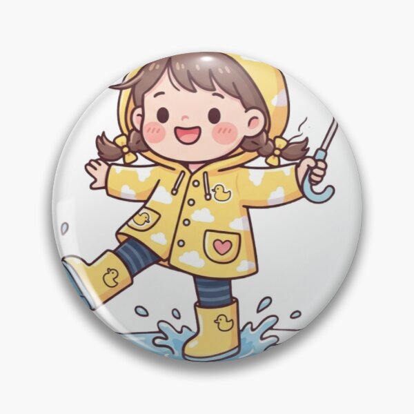 Item preview, Cute Little Girl in Yellow Raincoat Splashing in Rain Puddle | Kawaii Cartoon Sticker | Adorable Rainy Day Illustration designed and sold by ethnicdigital.