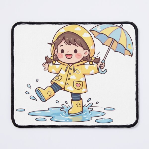 Item preview, Cute Little Girl in Yellow Raincoat Splashing in Rain Puddle | Kawaii Cartoon Sticker | Adorable Rainy Day Illustration designed and sold by ethnicdigital.