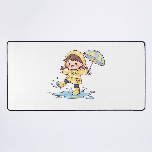 Item preview, Cute Little Girl in Yellow Raincoat Splashing in Rain Puddle | Kawaii Cartoon Sticker | Adorable Rainy Day Illustration designed and sold by ethnicdigital.
