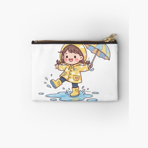 Item preview, Cute Little Girl in Yellow Raincoat Splashing in Rain Puddle | Kawaii Cartoon Sticker | Adorable Rainy Day Illustration designed and sold by ethnicdigital.