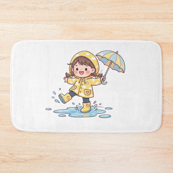 Item preview, Cute Little Girl in Yellow Raincoat Splashing in Rain Puddle | Kawaii Cartoon Sticker | Adorable Rainy Day Illustration designed and sold by ethnicdigital.