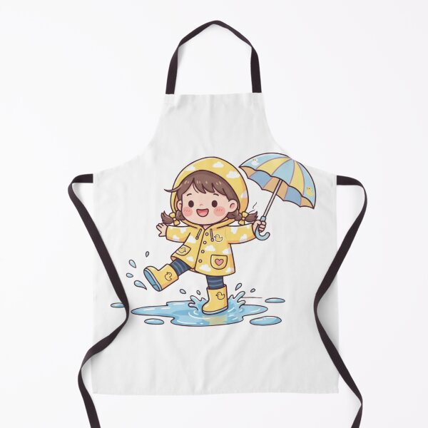 Item preview, Cute Little Girl in Yellow Raincoat Splashing in Rain Puddle | Kawaii Cartoon Sticker | Adorable Rainy Day Illustration designed and sold by ethnicdigital.